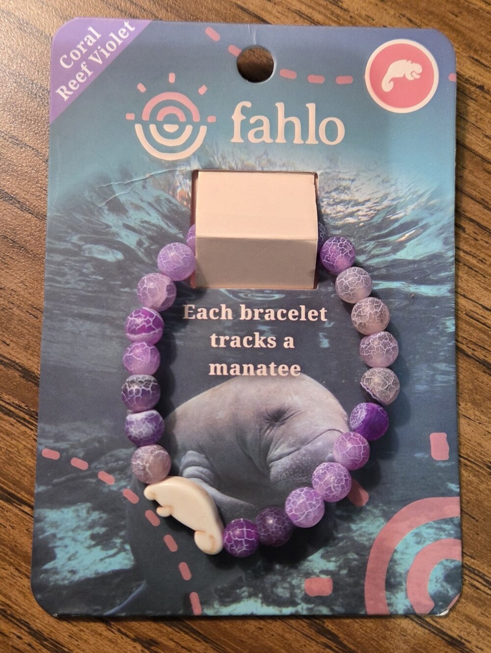 Fahlo Coral Reef Violet Beaded Manatee Tracking Bracelet